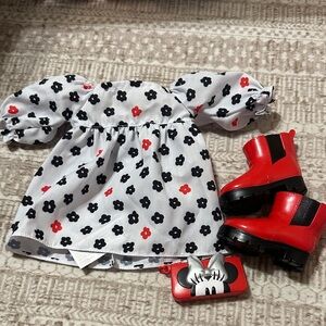 Disney ily Dolls- Floral Doll Dress with Red Boots Set